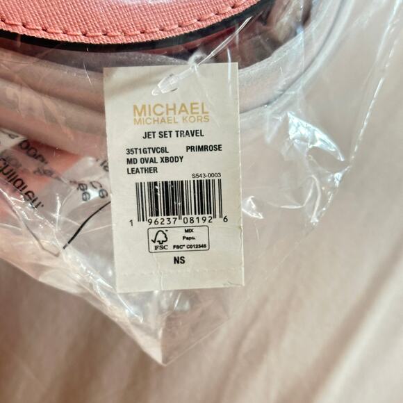 MICHAEL KORS Jet Set Travel Medium Saffiano Leather Crossbody Bag Primrose NWT - Picture 8 of 8